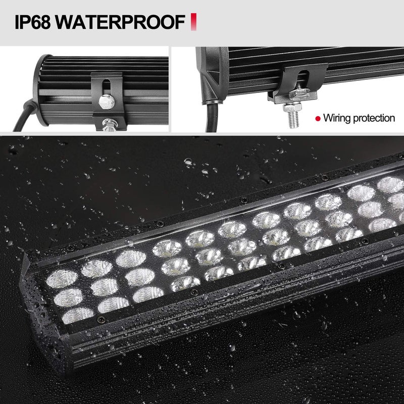 Auto Power Plus 18 Inch LED Light Bar with Wiring Harness Black Cover 189W Off Road Driving Light Flood Spot Combo LED Backup Work Lights Triple Row Fog Lights for Truck Pickup ATV UTV SUV Marine - Image 4